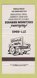 Matchbook Cover - Atchison's Collision Body Work Stratford ON 30 Strike