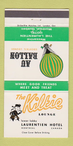 Matchbook Cover - Au Ballon Kiltie Laurentien Hotel Montreal QC WEAR 30 Strike