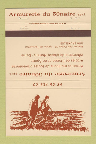 Matchbook Cover - Armurerie Du 50naire Bruxelles Belgium Brussels 40 Strike