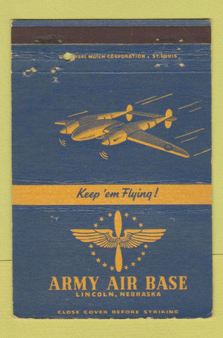 Matchbook Cover - Army Air Base Lincoln NE WWII WORN postcard 40 Strike