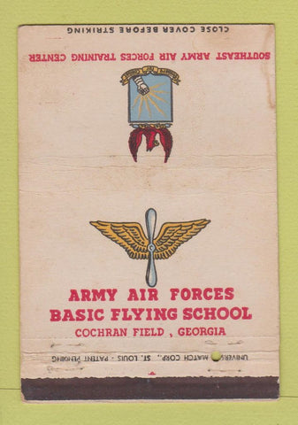 Matchbook Cover - Army Air Forces Flying School Cochran Field GA 40 Strike