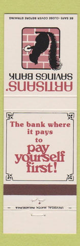 Matchbook Cover - Artisans' Savings Bank Squirrel Wilmington DE Newark Dover