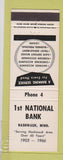 Matchbook Cover - 1st National Bank Nashwauk MN 1966