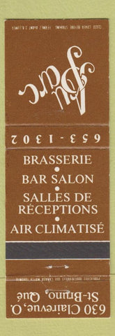 Matchbook Cover - Au Parc Restaurant St Bruno QC