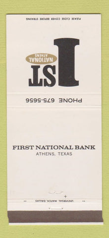 Matchbook Cover - 1st National Bank Athens TX 30 Strike