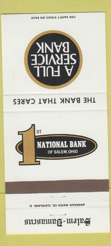 Matchbook Cover - 1st National Bank Salem OH Damascus 30 Strike