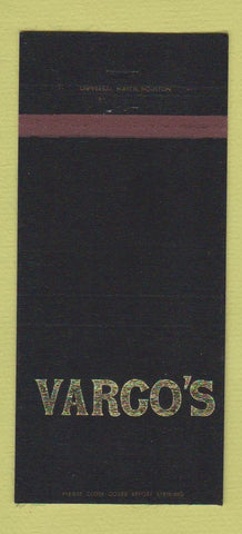 Matchbook Cover - Vargo's Restaurant Houston TX 30 Strike