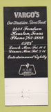 Matchbook Cover - Vargo's Restaurant Houston TX 30 Strike