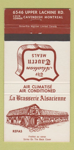 Matchbook Cover - LA Brasserie Alsacienne Montreal QC 30 Strike
