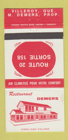 Matchbook Cover - Restaurant Demers Villeroy QC 30 Strike