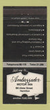 Matchbook Cover - Ambassador Motor Inn Hamilton New Zealand 30 Strike