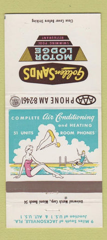 Matchbook Cover - Golden Sands Motor Lodge Jacksonville FL girlie 30 Strike