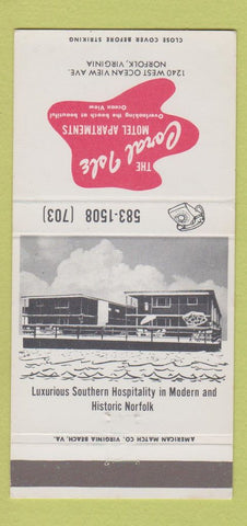 Matchbook Cover - Coral Isle Motel Apartments Norfolk VA 30 Strike
