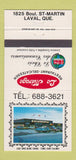 Matchbook Cover - La Mirage Restaurant Deli Laval QC 30 Strike