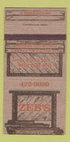 Matchbook Cover - Zeb's Roadhouse BBQ Colorado Springs 30 Strike