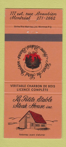 Matchbook Cover - La Petite Stable Steak House Montreal QC 30 Strike