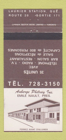Matchbook Cover - Auberge Philray Laurier Station QC 30 Strike