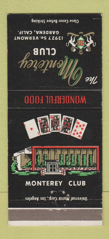 Matchbook Cover - Monterey Club Cards Gardena CA 30 Strike