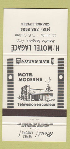 Matchbook Cover - Hotel Motel Lagace Grande Riviere QC 30 Strike