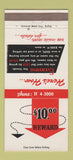 Matchbook Cover - Streng Oldsmobile Buffalo NY 30 Strike