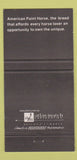 Matchbook Cover - American Paint Horse Association Merced CA 30 Strike