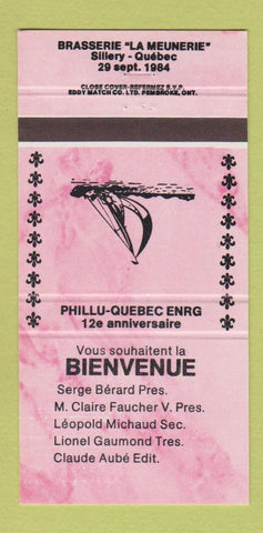Matchbook Cover - Match Collection Phillu Quebec QC 30 Strike