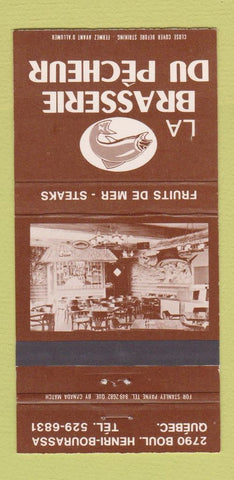 Matchbook Cover - La Brasserie DU Pecheur Quebec QC 30 Strike