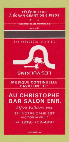 Matchbook Cover - Au Christophe Bar Salon Victoriaville QC 30 Strike