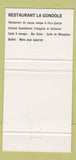 Matchbook Cover - La Gondole Port Cartier QC Italian Restaurant 30 Strike