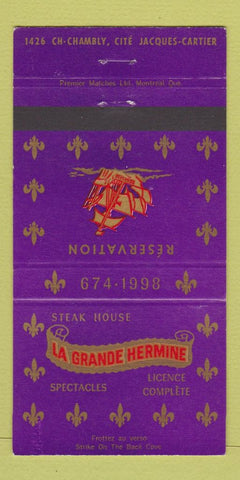 Matchbook Cover - La Grange Hermine QC 30 Strike