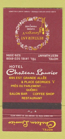 Matchbook Cover - Hotel Chateau Laurier QC 30 Strike