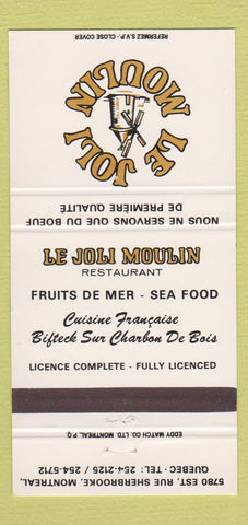 Matchbook Cover - Le Joli Moulin Montreal QC 30 Strike