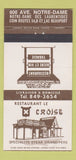 Matchbook Cover - Restaurant Le Croise Steak Lac Beauport QC 30 Strike
