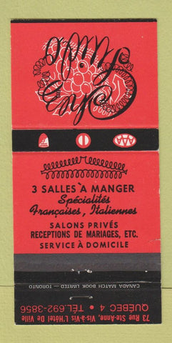 Matchbook Cover - Chez Suido? Quebec QC 30 Strike