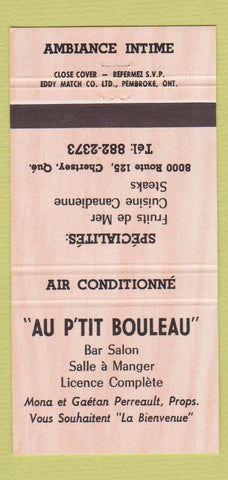 Matchbook Cover - Au P'Tit Bouleau Chertsey QC 30 Strike