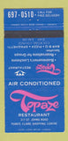 Matchbook Cover - Topaze Restaurant Pizza Canada  30 Strike