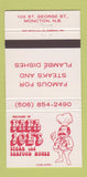 Matchbook Cover - Papa Joe's Steak Seafood Moncton NB 30 Strike