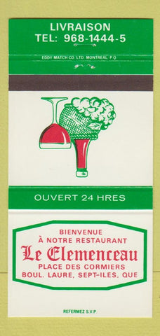 Matchbook Cover - Le Clemenceau Sept Iles QC 30 Strike
