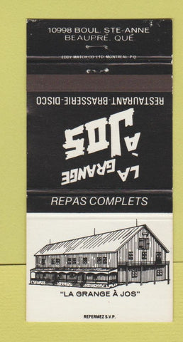 Matchbook Cover - La Grange A Jos Disco Beaupre QC WEAR 30 Strike