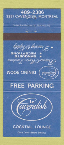 Matchbook Cover - Cavendish Cocktail Lounge Montreal QC 30 Strike