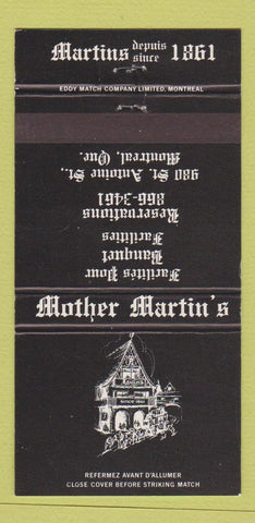 Matchbook Cover - Mother Martin's Montreal QC 30 Strike