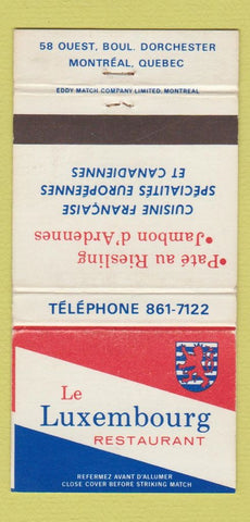 Matchbook Cover - Le Luxembourg Restaurant Montreal QC 30 Strike