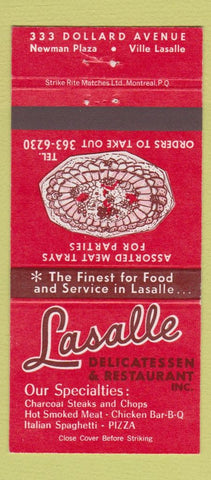 Matchbook Cover - Lasalle Restaurant Deli QC 30 Strike