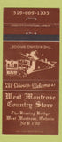Matchbook Cover - West Montrose Country Store ON 30 Strike