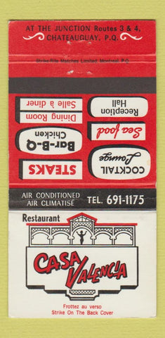 Matchbook Cover - Casa Valencia Restaurant Chateauguay QC 30 Strike