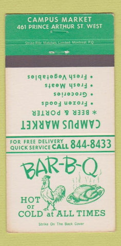 Matchbook Cover - BBQ Chicken Campus Market ON? 30 Strike