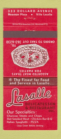 Matchbook Cover - Lasalle Restaurant Deli QC 30 Strike