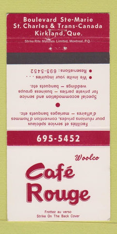 Matchbook Cover - Woolco Cafe Rouge Kirkland QC WEAR 30 Strike