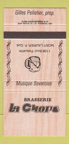 Matchbook Cover - Brasserie La Chope Mont Laurier QC 30 Strike