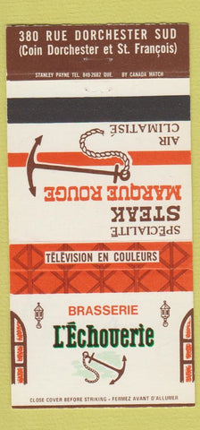 Matchbook Cover - L' Echouerie Steak Quebec QC 30 Strike